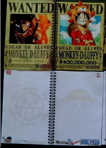 Libreta One Piece Luffy Cuaderno Varios Modelos Animarte 