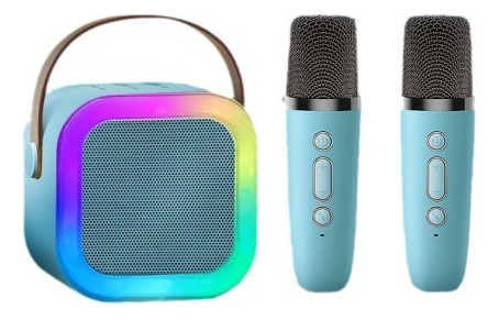 Altavoz Bluetooth Portátil Con 2 Micrófonos Para Karaoke Led