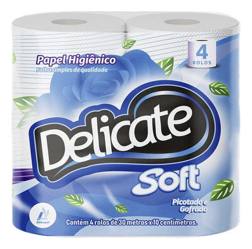  Delicate soft neutro papel higiênico 30m 4 rolos folha simples