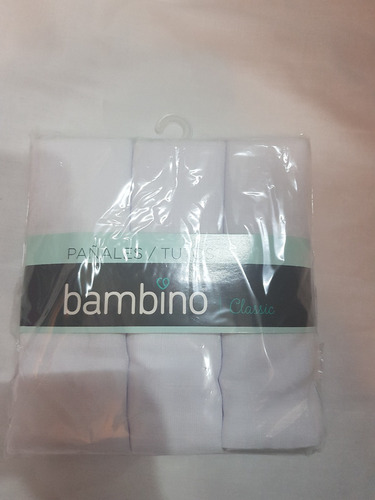 Pack 5 Paquetes Pañal Bambino Blanco 100% Algodon