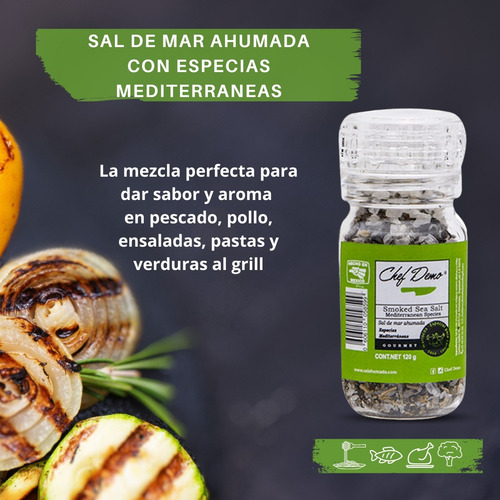 Sal Ahumada Mar Especias Sazonador Molinito Rellenable 120g