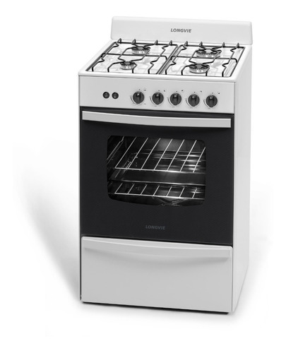Imagen 3 de 3 de Cocina A Gas Longvie 12331b 56cm Blanca Cajón Parrilla