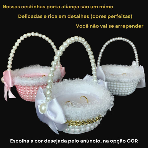 Cestinha Porta Aliança De Pérolas Casamento Daminha