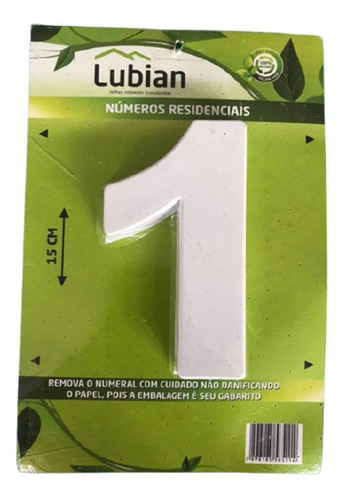 Numeral Um De Plástico Alta Resistência 10cm Abs Branco