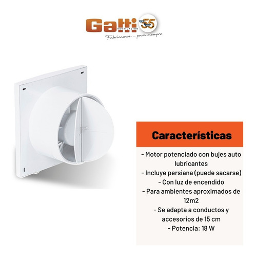 Imagen 7 de 10 de Extractor De Aire Baño 6 (15 Cm) C/ Pers. Motor Potenciado