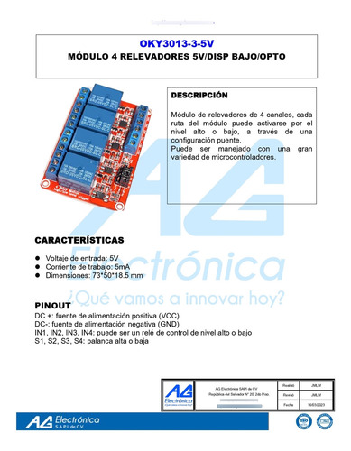Modulo 4 Relevadores 5v Para El Disparador Nivel Alto Y Bajo