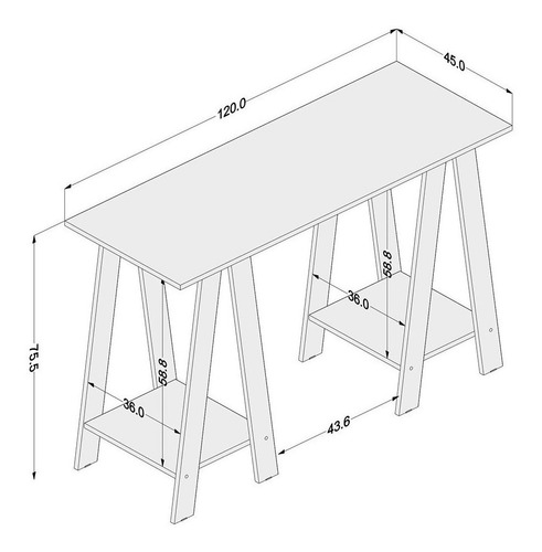 Imagem 4 de 4 de Escrivaninha Politorno Delta mdp de 120cm x 75.5cm x 45cm branco