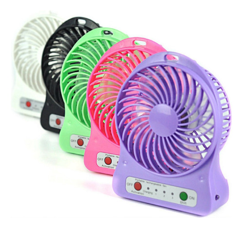 Mini Ventilador Mesa Led Usb Recarregável Casa Onibus Escola