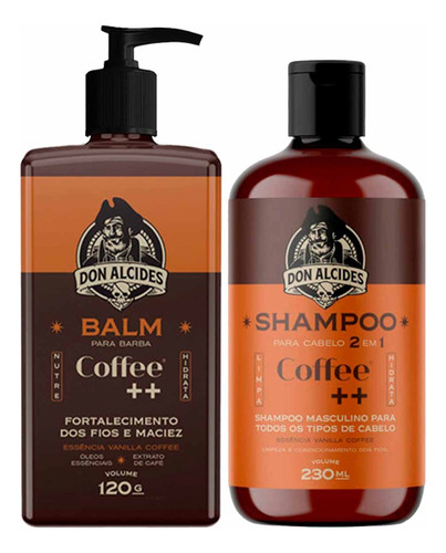 Kit Balm Para Barba E Shampoo Para Cabelo Coffee Don Alcides