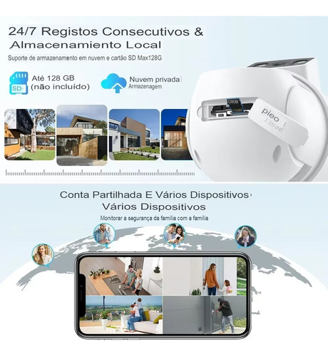 Kit 2 Câmera Segurança Wifi A33h App Icsee Lente Dupla 6mp Cor Branco
