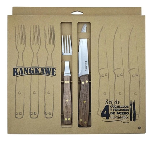 Set 8 Piezas Cuchillos + Tenedor Kangkawe Premium Cocina