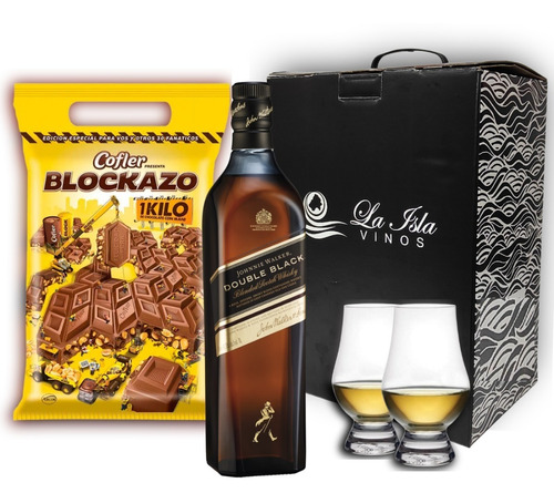 Whisky Johnnie Walker D. Black Box Regalo + Copas  Chocolate