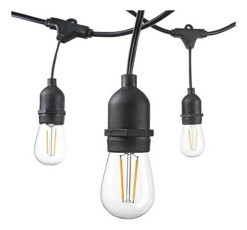 Cordão Varal De Luzes Festão String Light Preto Com 5 Metros 10 Lâmpadas e 10 Soquetes Bocal E27