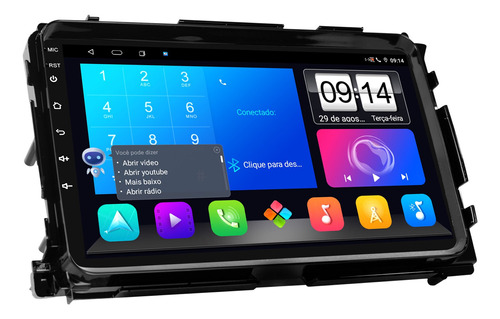 Multimidia Honda Hrv Android 13 4gb Octa Carplay Voz 9p 4g
