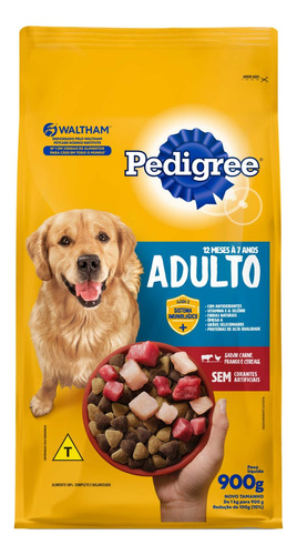 Ração Cães 1 A 7 Anos Carne, Frango E Cereais Pedigree 900g