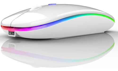 Mouse Peibo Bluetooth Usb , C/ Luz Led , Blanco Completo