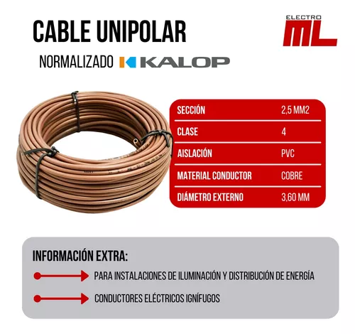 Cable Unipolar Kalop Iram 2.5mm Color Celeste X Rollo 100m