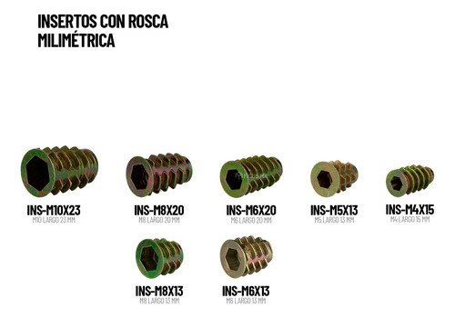 Inserto Tuerca Milimetrica Madera M6 X 13 Mm C/tope 50 Pzas