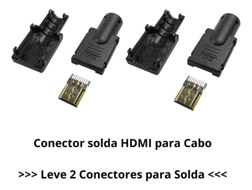 2 conectores de soldadura Hdmi para ensamblaje de cables con soldadura