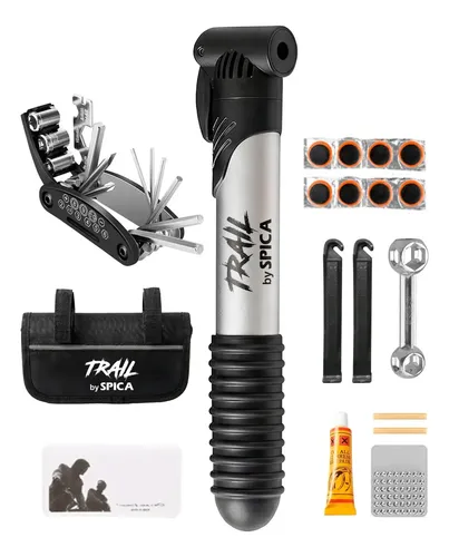 Kit Reparacion Para Bici TRAIL BY SPICA KITBI-170 Llaves Parches Inflador Estuche Negro