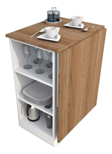 Imagen 8 de 11 de Desayunador Mueble Barra Armario Multiuso Mesa Rebatible