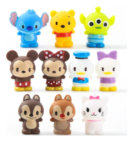 10 Figuras Disney Mickey Mouse, Stitch, Winnie Pooh 4cm