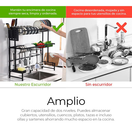 Escurridor De Trastes 2 Niveles Ajustable Acero Inoxidable