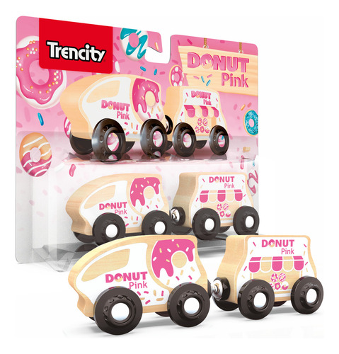 Trencity Pack Personajes Vehiculos Imantados C/ Vagon Madera Personaje Donut Pink