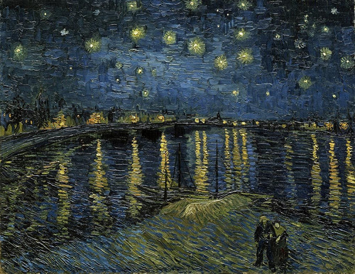 Van Gogh Noche Estrellada Ródano 106x82cm Lienzo Importado