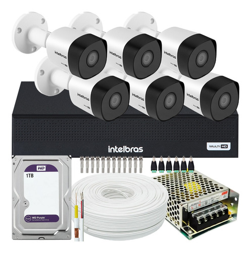 Kit Cftv 6 Cameras Segurança Intelbras Residencial 1t Purple