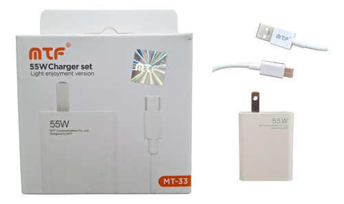 Cargador Turbo 55w Para Xiaomi Redimi Oppo Cable C Marca Mtf