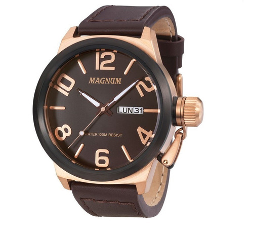 Relógio Magnum Masculino Ma33399z Couro Marrom Original