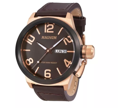 Relógio Magnum Masculino Couro Marrom MA33399Z