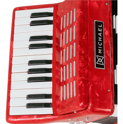 Acordeon Michael Acm0822prd Vermelho Perolado 8 Baixos
