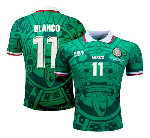 Camiseta Selección México Titular 1998 #11 Blanco - Adulto  