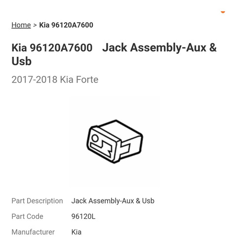 Puerto Usb Y Aux Kia Forte 2018