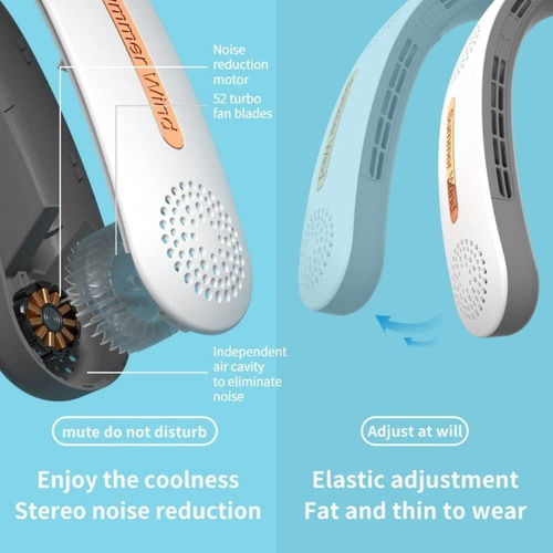 Ventilador Para Cuello Usb Recargable 4000mah Sin Cuchilla 4
