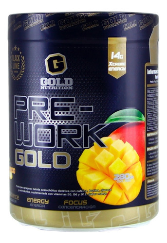 Pre Work Gold Nutrition Pre Entrenamiento Sabor Mango 280gr