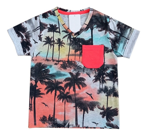 Camiseta Infantil Masculina Menino Blusa Gola Algodão Praia