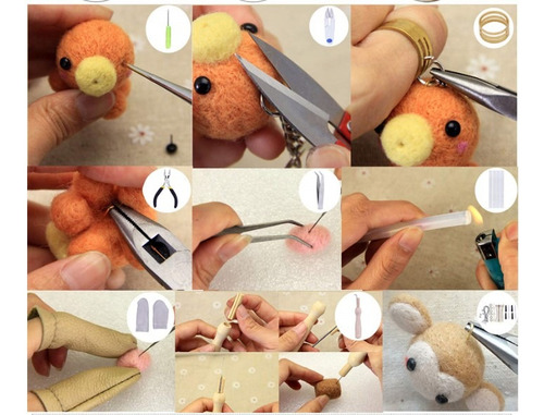 Kit 50 Vellón Lanas Fieltro Agujas Needle Felting Accesorios