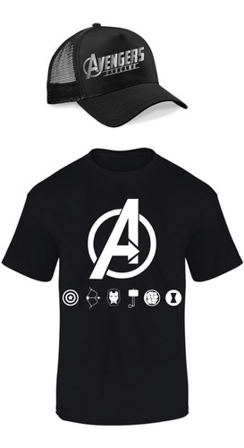 Combo Camiseta Y Gorra Avengers Heroes Niños Y Adultos