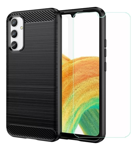 Funda Fibra De Carbono Para Samsung Galaxy A14 5g + Glass 9d