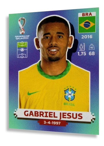 Figurinhas Copa Do Mundo 2022 Jogadores Brasil Album Panini BRA 16 GABRIEL JESUS Personagem FIGURINHA AVULSA COPA 2022