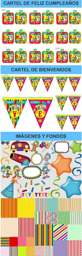 Kit Imprimible Candy Bar Payasitos De Circo Fiesta 3x1
