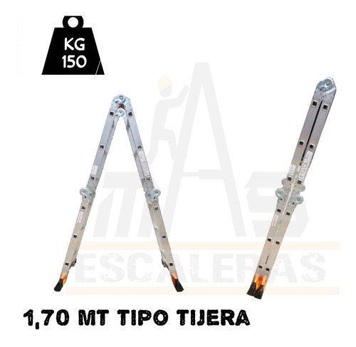 Escalera Multifuncional De 12 Pasos En Aluminio
