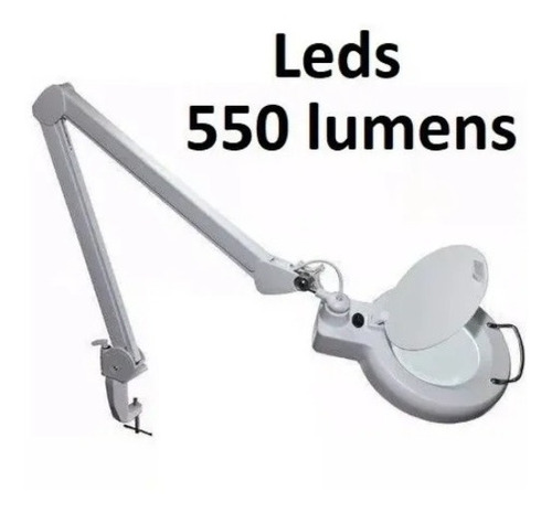 Lupa De Mesa Zurich 3x Ø12cm 50 Leds 760 Lumens Extensible