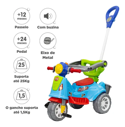 Carrinho De Passeio Ou Pedal Infantil Triciclo Avespa - Maral - Colorido