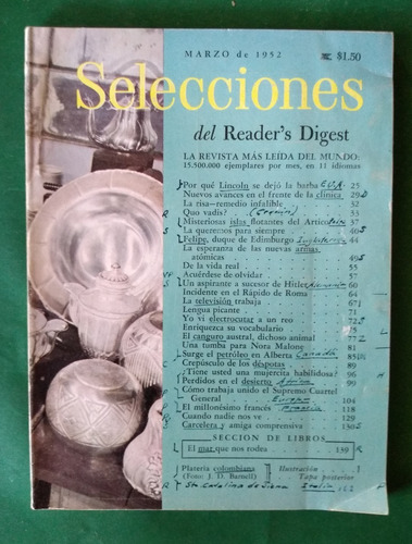 Revista Selecciones Del Readers Digest Marzo De 1952