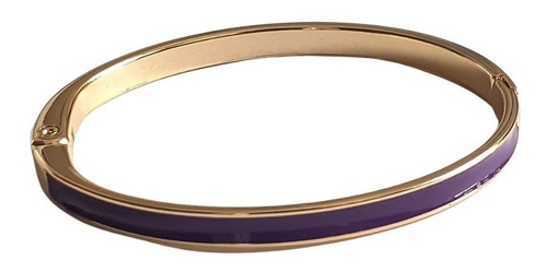 Bracelete Dourado Roxo Esmaltado Tendência Fecho Na Pressão