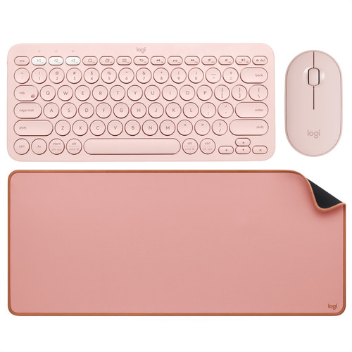 Logitech Combo: Teclado K380 + Mouse M350 + Desk Mat / Rosa